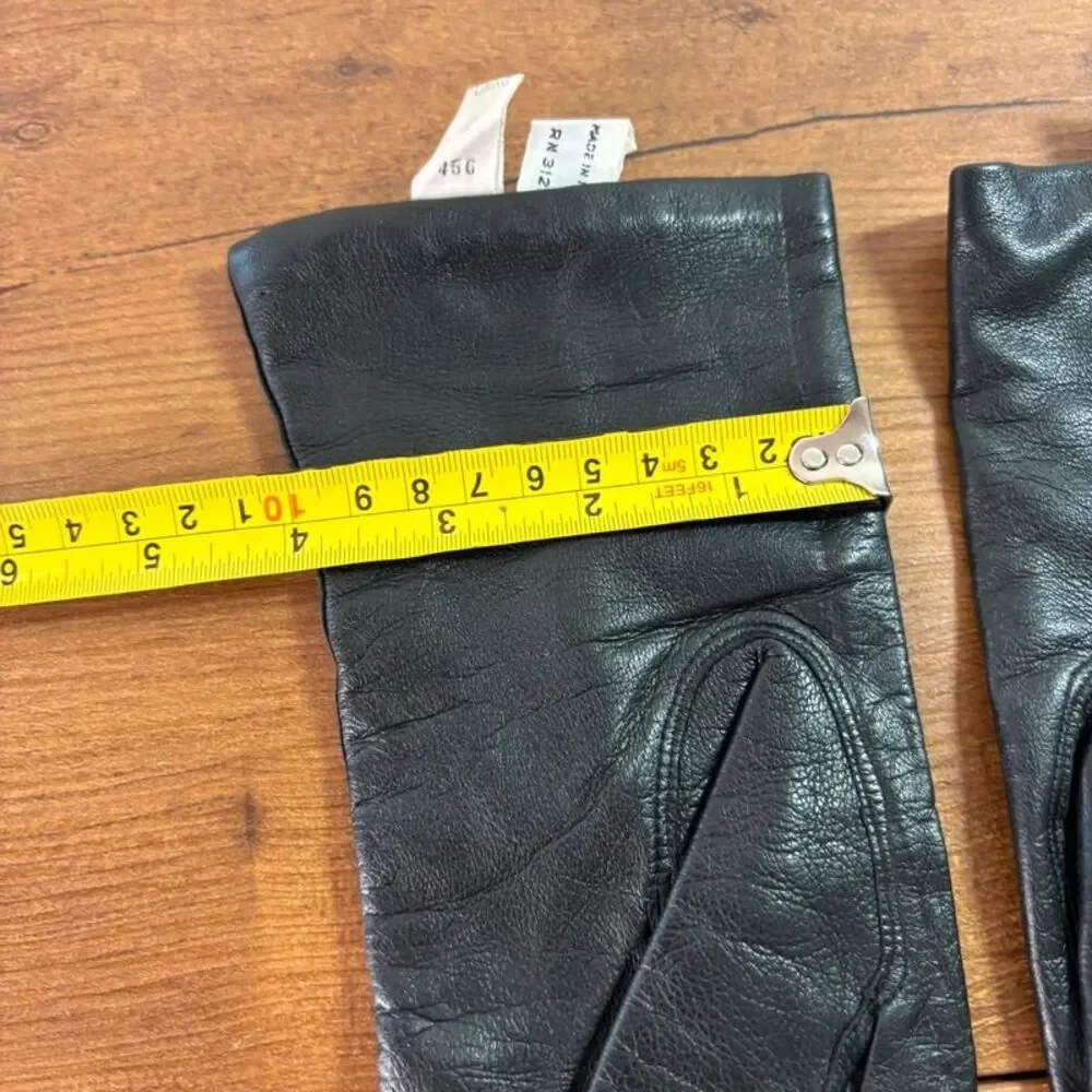 Vintage Atkins Black Leather Gloves 100% Cashmere Lined Italy Size 7